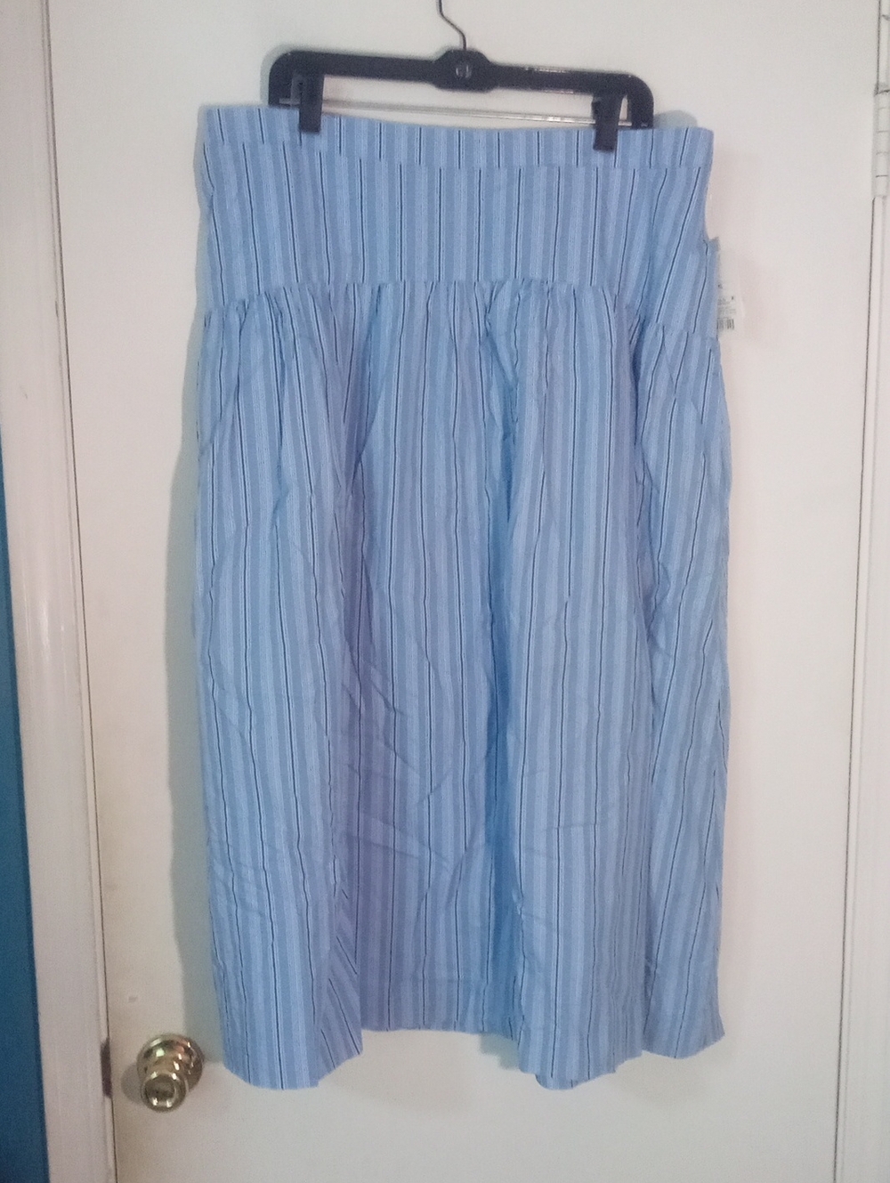 * A New Day Light Blue Striped Skirt XL NWT $50 100% Cotton
